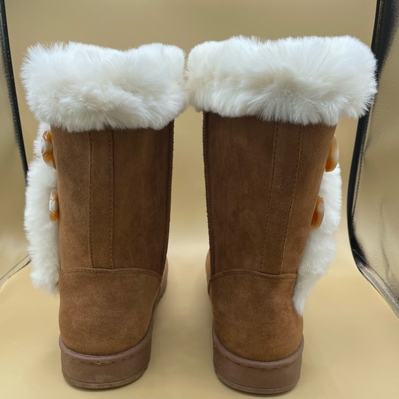Sz 10 SO Women’s ABIGAIL Chestnut Brown Faux Fur Cozy Winter Mid-Calf Boots NEW! - Picture 3 of 4